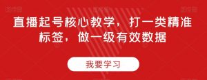 直播起号核心教学,打一类精准标签,做一级有效数据-阳知网创资源库
