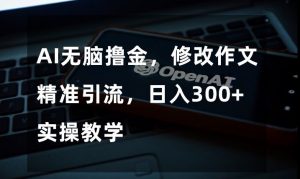 AI无脑撸金,修改作文精准引流,日入300+,实操教学【揭秘】-阳知网创资源库
