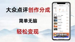 大众点评新玩法！零成本！新手也能每日轻松入袋300+！【揭秘】-阳知网创资源库