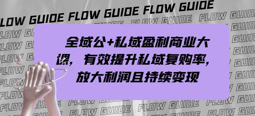 全域公+私域盈利商业大课,有效提升私域复购率,放大利润且持续变现-阳知网创资源库