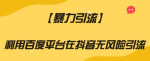 【暴力引流】利用百度平台在抖音无风险引流【揭秘】-阳知网创资源库