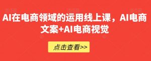 AI在电商领域的运用线上课,AI电商文案+AI电商视觉-阳知网创资源库