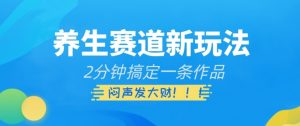 养生赛道新玩法，2分钟搞定一条作品，闷声发大财【揭秘】-阳知网创资源库