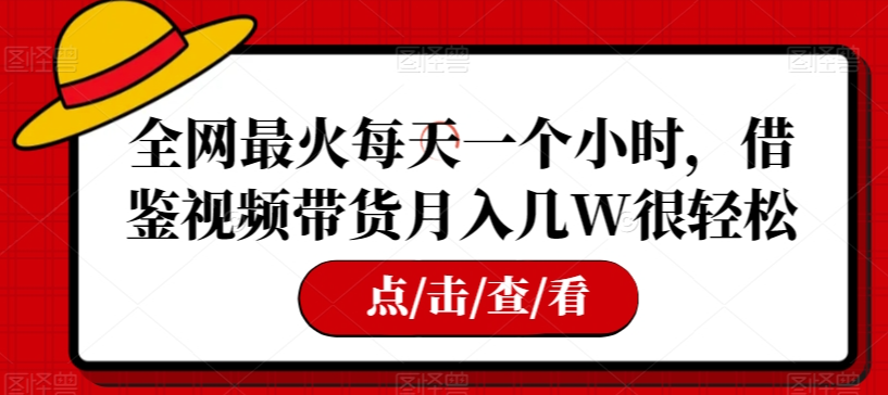 全网最火每天一个小时,借鉴视频带货月入几W很轻松【揭秘】-阳知网创资源库
