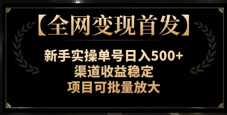 【全网变现首发】新手实操单号日入500+，渠道收益稳定，项目可批量放大【揭秘】-阳知网创资源库