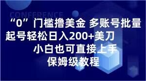 0门槛撸美金,多账号批量起号轻松日入200+美刀,小白也可直接上手,保姆级教程【揭秘】-阳知网创资源库
