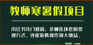 小红书冷门赛道，教师寒暑假项目，多种连环套的变现方式，还能矩阵操作放大收益【揭秘】-阳知网创资源库