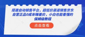 搭建自动销售平台，超低价渠道销售京东自营正品0成本赚差价，小白也能看懂的保姆级教程【揭秘】-阳知网创资源库