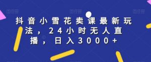 抖音小雪花卖课最新玩法，24小时无人直播，日入3000+【揭秘】-阳知网创资源库