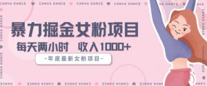 年底暴力女粉掘金项目5天变现1.5W+【揭秘】-阳知网创资源库