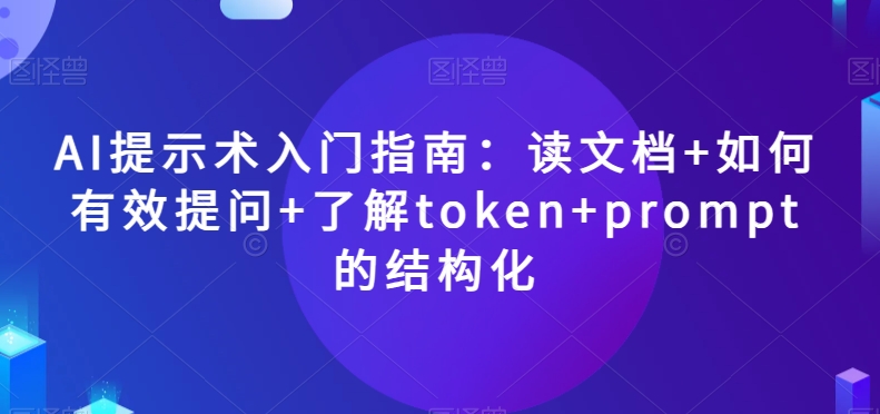 AI提示术入门指南：读文档+如何有效提问+了解token+prompt的结构化【揭秘】-阳知网创资源库