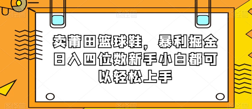 卖莆田篮球鞋,暴利掘金日入四位数新手小白都可以轻松上手【揭秘】-阳知网创资源库