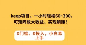 Keep蓝海项目,一小时轻松60~300+,可矩阵放大收益,可实现躺赚【揭秘】-阳知网创资源库