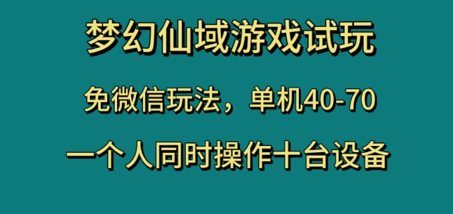 梦幻仙域游戏试玩，免微信玩法，单机40-70，一个人同时操作十台设备【揭秘】-阳知网创资源库