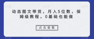 动态图文带货，月入5位数，保姆级教程，0基础也能做【揭秘】-阳知网创资源库