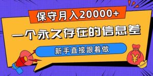 一个永久存在的信息差,保守月入20000+,新手直接跟着做【揭秘】-阳知网创资源库