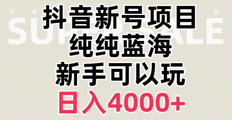 抖音蓝海赛道，必须是新账号，日入4000+【揭秘】-阳知网创资源库