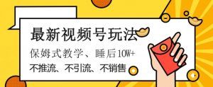 最新视频号玩法，不销售、不引流、不推广，躺着月入1W+，保姆式教学，小白轻松上手【揭秘】-阳知网创资源库