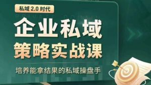 私域2.0时代:企业私域策略实战课,培养能拿结果的私域操盘手-阳知网创资源库