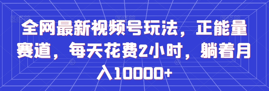 全网最新视频号玩法，正能量赛道，每天花费2小时，躺着月入10000+【揭秘】-阳知网创资源库