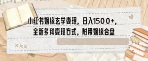 小红书姻缘玄学变现,日入1500+,全新多种变现方式,附带姻缘合盘【揭秘】-阳知网创资源库