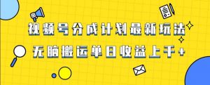 视频号最新爆火赛道玩法，只需无脑搬运，轻松过原创，单日收益上千【揭秘】-阳知网创资源库