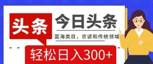 AI头条传统和农谚领域，蓝海类目，搬运+AI优化，轻松日入300+【揭秘】-阳知网创资源库