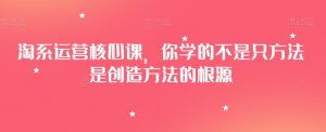 淘系运营核心课,你学的不是只方法是创造方法的根源-阳知网创资源库