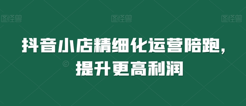 抖音小店精细化运营陪跑,提升更高利润-阳知网创资源库