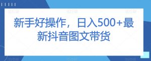 新手好操作，日入500+最新抖音图文带货【揭秘】-阳知网创资源库