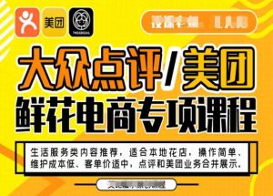 大众点评/美团鲜花电商专项课程,操作简单、维护成本低、客单价适中,点评和美团业务合并展示-阳知网创资源库