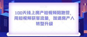 100天线上房产短视频陪跑营，用短视频获客流量，加速房产人转型升级-阳知网创资源库