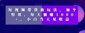 短视频带货新玩法，加个特效，每天躺赚1000+，小白当天见收益【揭秘】-阳知网创资源库