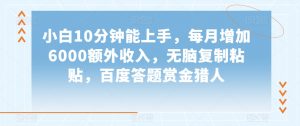 小白10分钟能上手,每月增加6000额外收入,无脑复制粘贴,百度答题赏金猎人【揭秘】-阳知网创资源库
