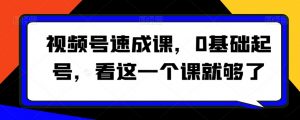 视频号速成课,0基础起号,看这一个课就够了-阳知网创资源库