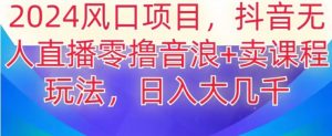 2024风口项目，抖音无人主播撸音浪+卖课程玩法，日入大几千【揭秘】-阳知网创资源库