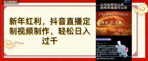 年底风口项目，定制视频直播变现，日入1000加，会打字就行【揭秘】-阳知网创资源库