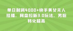 单日利润4000+快手美女无人挂播,网盘拉新3.0玩法,男粉转化超高【揭秘】-阳知网创资源库