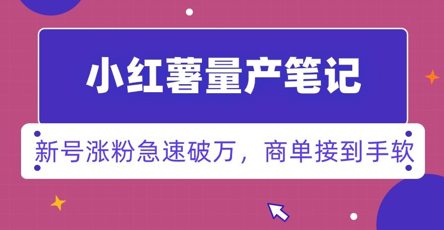 小红书量产笔记,一分种一条笔记,新号涨粉急速破万,新黑马赛道,商单接到手软【揭秘】-阳知网创资源库