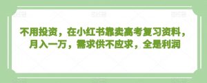 不用投资,在小红书靠卖高考复习资料,月入一万,需求供不应求,全是利润【揭秘】-阳知网创资源库