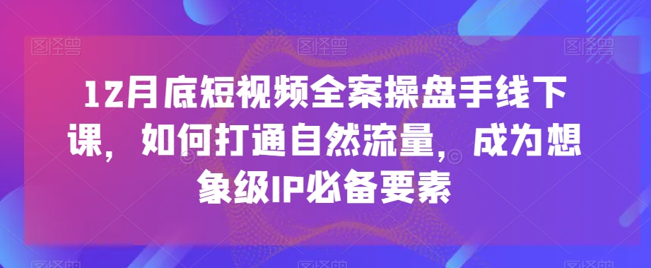 12月底短视频全案操盘手线下课,如何打通自然流量,成为想象级IP必备要素-阳知网创资源库
