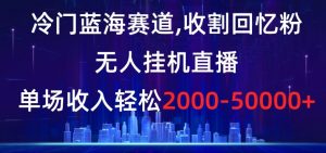 冷门蓝海赛道，收割回忆粉，无人挂机直播，单场收入轻松2000-5w+【揭秘】-阳知网创资源库