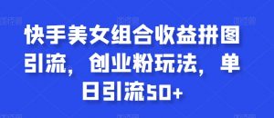 快手美女组合收益拼图引流，创业粉玩法，单日引流50+【揭秘】-阳知网创资源库