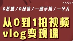 从0到1拍视频vlog变现课,5分钟每天,每月多赚1W-阳知网创资源库