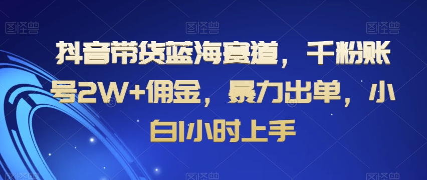 抖音带货蓝海赛道，千粉账号2W+佣金，暴力出单，小白1小时上手【揭秘】-阳知网创资源库