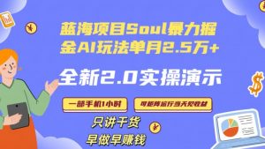 Soul怎么做到单月变现25000+全新2.0AI掘金玩法全程实操演示小白好上手【揭秘】-阳知网创资源库