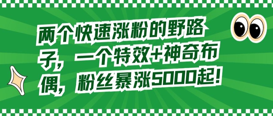 两个快速涨粉的野路子,一个特效+神奇布偶,粉丝暴涨5000起【揭秘】-阳知网创资源库