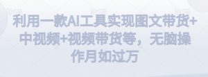 利用一款AI工具实现图文带货+中视频+视频带货等，无脑操作月如过万【揭秘】-阳知网创资源库