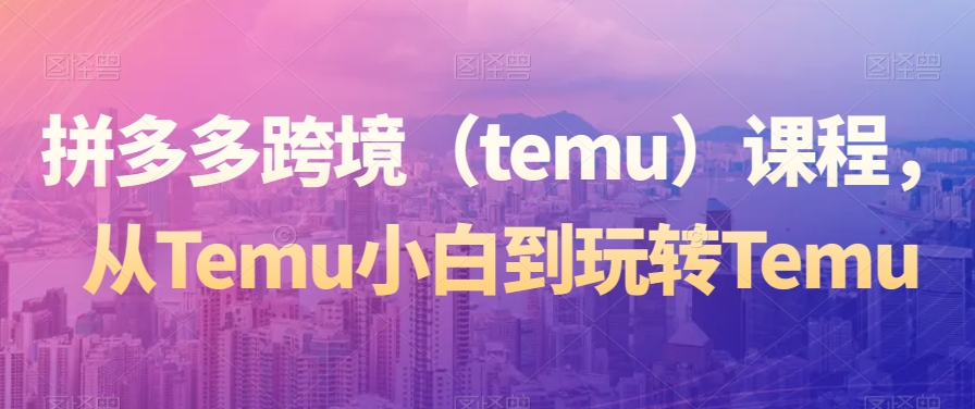 拼多多跨境(temu)课程,从Temu小白到玩转Temu-阳知网创资源库