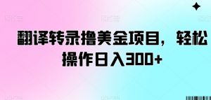 翻译转录撸美金项目，轻松操作日入300+【揭秘】-阳知网创资源库
